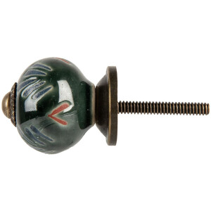 Clayre & Eef Türknopf Keramik Grün Blau Ø3cm Boho Stil