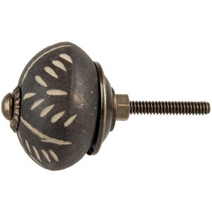 Clayre & Eef 66054 Buton de ușă din ceramică gri bej...