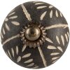 Clayre & Eef 66054 Buton de ușă din ceramică gri bej Ø4x4cm Boho Style
