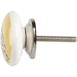 Clayre & Eef mâner ușă ceramică alb albastru Ø 4x2 cm motiv pește