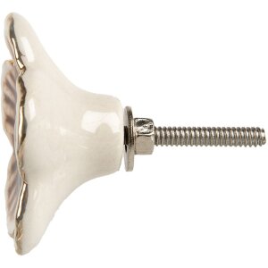 Clayre & Eef Mâner de ușă din ceramică Ø5x3cm Bej Brown Antique Look