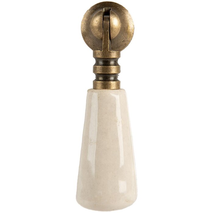 Clayre & Eef Buton de ușă Retro Ceramic mâner Bej Brown 2x2x7 cm