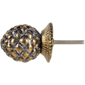 Clayre & Eef 66064 Türknopf Glas Dunkelblau Gold Ø4cm Klassisch Elegant