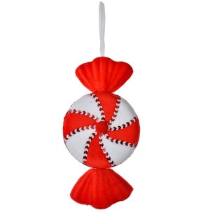 Clayre & Eef Weihnachtsanhänger Bonbon Rot Weiß 13x5x25 cm