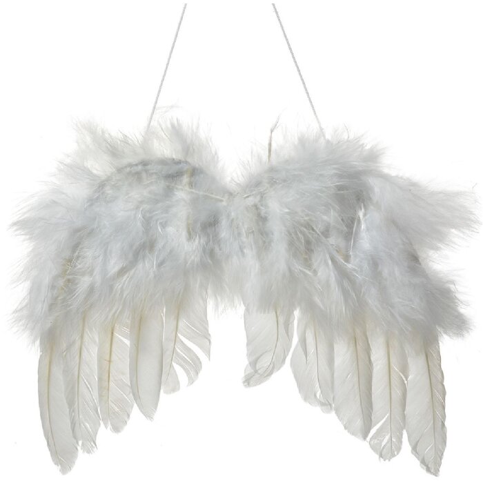 Clayre & Eef 66135 Agățător Aripi de înger alb 20x1x16 cm