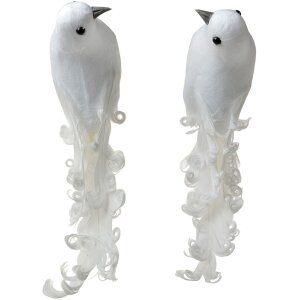 Clayre & Eef Dekorationsvögel Weiß 2er-Set...