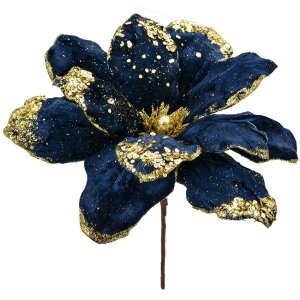 Clayre & Eef 66149 Weihnachtsdeko Blume Blau Gold...