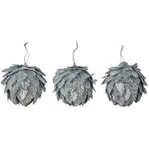 Clayre & Eef Weihnachtsdeko Blume 3er-Set Silber...
