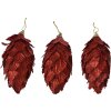 Clayre & Eef Tannenzapfen Set 3tlg Rot Ø7x13cm Weihnachtsdeko Kunststoff