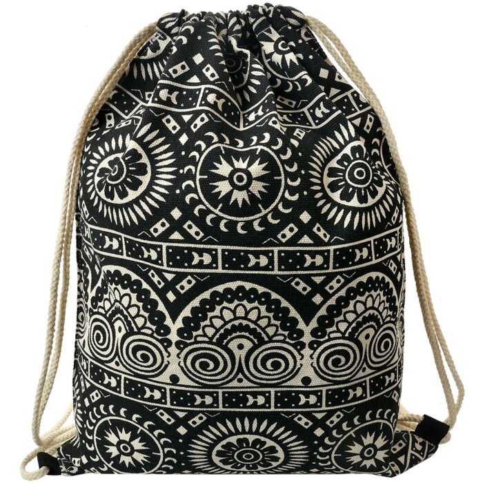 Juleeze JZBG0311 Rucsac Boho Black-White 34x1x43 cm