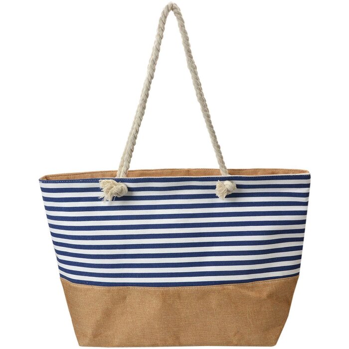 Juleeze JZBG0318 Geantă de plajă albastru-alb 55x1x36 cm frânghie mânere poliester