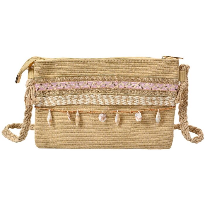 Juleeze JZBG0321 Damen Schultertasche Braun Rosa 30x3x18 cm Muscheldetails