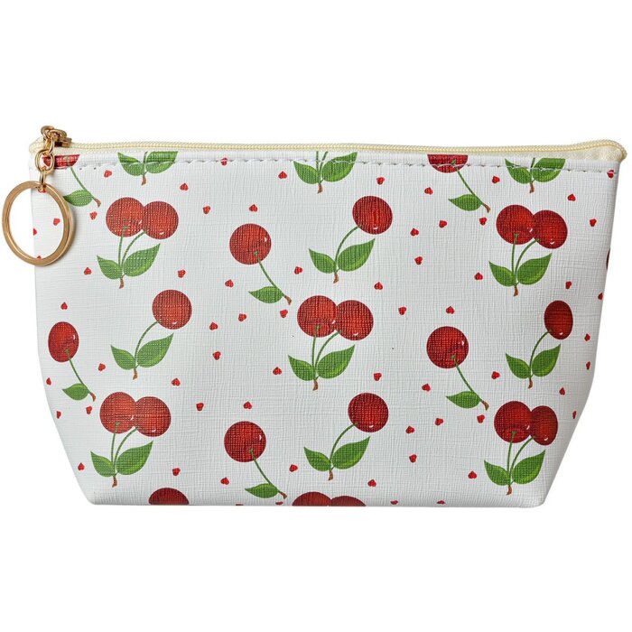 Juleeze JZTB0083 Geantă de toaletă White Cherry Pattern 21x5x13 cm PU