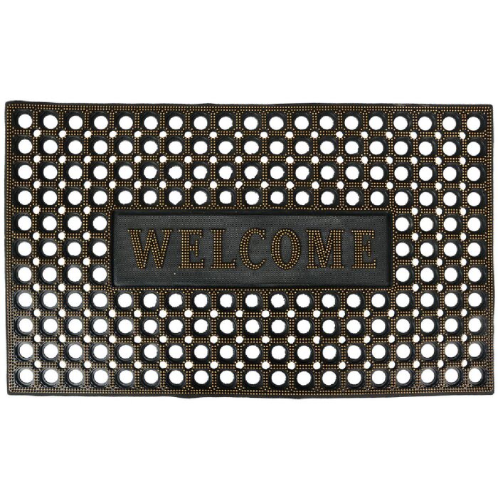 Clayre & Eef MC272 Covoraș de ușă negru auriu 75x45x1 cm stil country