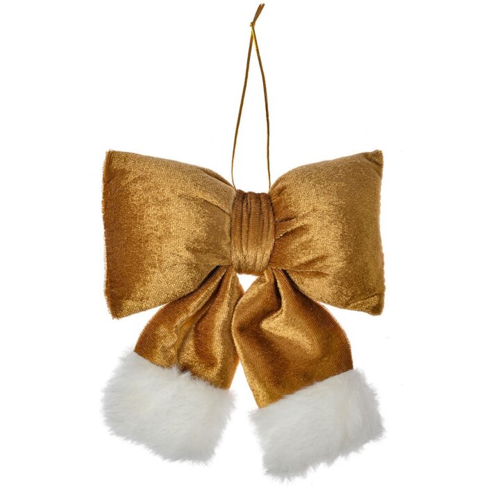 Clayre & Eef 66098S Dekorative Schleife Goldfarbig Weiß 15x3x17 cm