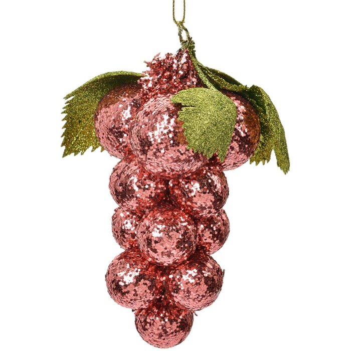 Clayre & Eef 66175P Decorațiune de Crăciun Struguri Roz Verde 8x8x14 cm