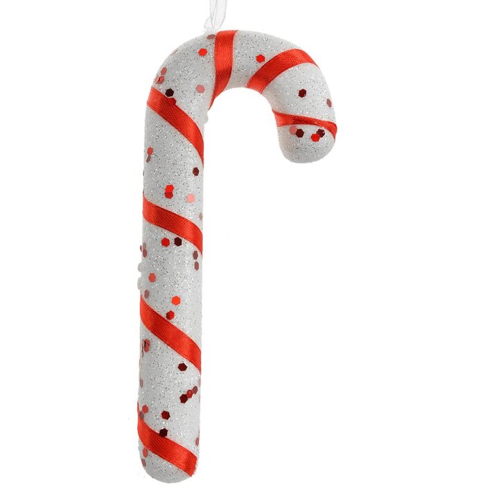 Clayre & Eef 66176 Decorațiune pandantiv Candy Cane 7x2x17 cm alb roșu