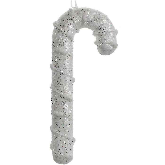 Clayre & Eef 66178 Pandantiv Candy Cane Alb 7x2x17 cm Plastic Glitter