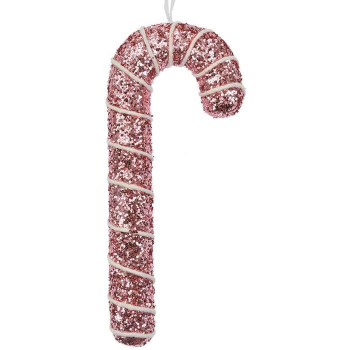 Clayre & Eef 66179 Pandantiv decorativ Candy Cane Pink Glitter 7x2x17cm