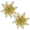 Clayre & Eef Decorațiuni de Crăciun flori aurii Ø15cm set de 2 sclipici din plastic