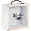 Clayre & Eef 65878 Cutie de bani Alb 15x8x18 cm Stil rustic MDF Sticlă