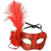 Clayre & Eef 66188 Maske Rot Gold 23x10x22 cm Polyester Maskenball