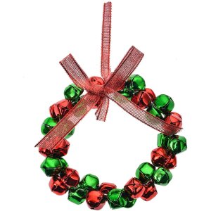 Clayre & Eef 66202 Dekoration Anhänger Kranz Rot Grün Ø 11x2 cm
