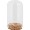 Clayre & Eef Borcan clopot din sticlă Ø5x8cm Transparent cu bază din plută Borcan clopot decorativ