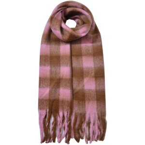 Juleeze JZSC0819P Schal Rosa-Braun kariert 39x200 cm