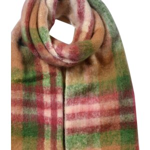 Juleeze JZSC0820GR Eșarfă Green Brown Pink Check 35x212 cm Fringes Ladies