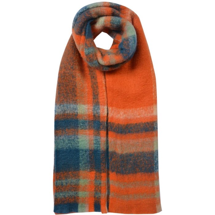 Juleeze JZSC0820O Eșarfă Orange în carouri 35x212 cm Accesoriu pentru femei