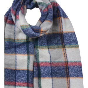 Juleeze JZSC0824BL Damen Schal Blau Grau Kariert 50x200 cm