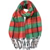 Juleeze JZSC0824R Schal Rot Grün kariert 50x200 cm mit Fransen