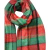 Juleeze JZSC0824R Schal Rot Grün kariert 50x200 cm mit Fransen