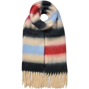 Juleeze JZSC0832R Schal 37x210 cm Rot Blau Beige Fransen...