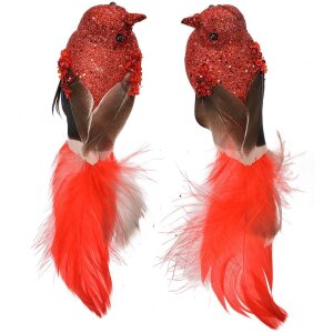 Clayre & Eef 66138 Dekoration Vogel 2er-Set Rot Braun...