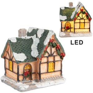 Clayre & Eef 6PR5733 Dekoration Haus mit LED Orange...