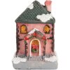 Clayre & Eef 6PR5734 Dekoration Haus mit LED Rosa Grau 4x5x6 cm