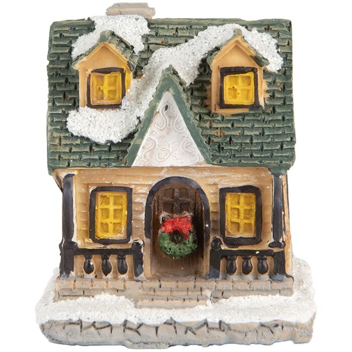 Clayre & Eef 6PR5735 Dekoration Haus LED Beige Grün 5x5x6 cm