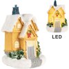 Clayre & Eef 6PR5738 Dekoration Haus mit LED Gelb Weiß Ø 6x9 cm