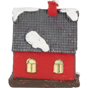 Clayre & Eef 6PR5739 Dekoration Haus LED Rot Grau 6x5x7 cm Polyresin