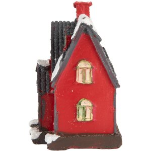 Clayre & Eef 6PR5739 Dekoration Haus LED Rot Grau 6x5x7 cm Polyresin