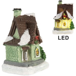 Clayre & Eef 6PR5740 Dekoration Haus mit LED 5x5x8 cm...