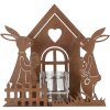Clayre & Eef 6Y5786 Teelichthalter Haus mit Kaninchen Braun 26x9x26 cm