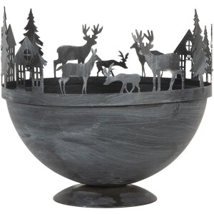 Clayre & Eef 6Y5787 Dekorative Schale 2er-Set Grau Ø 19x17 Ø 13x14 cm