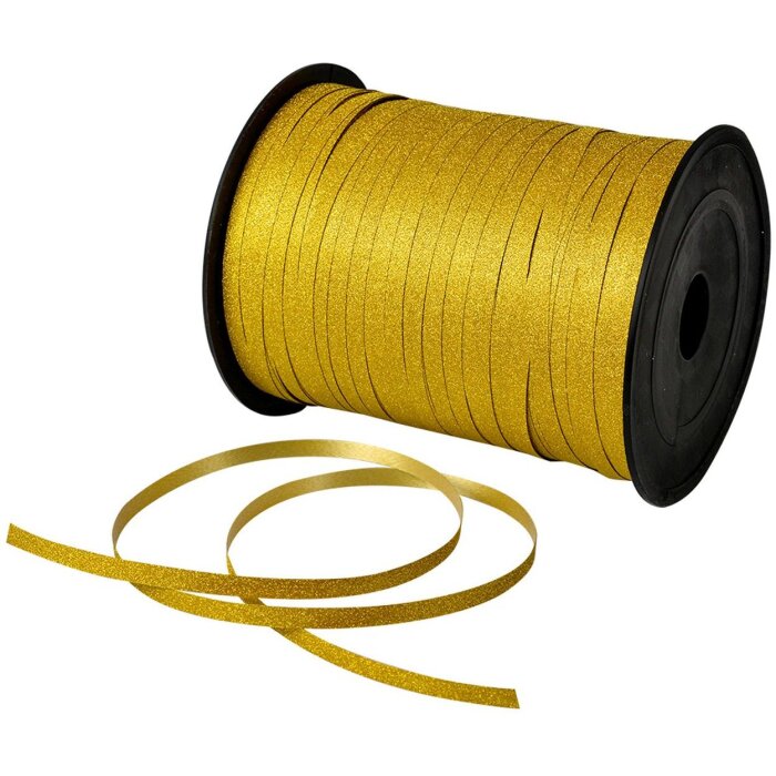Clayre & Eef Ribbon Gold 0 5 cm x 228 m plastic lucios