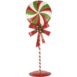 Clayre & Eef 6Y5635 Decorațiune Lollipop LED 36x29x100 cm Metal Roșu Verde
