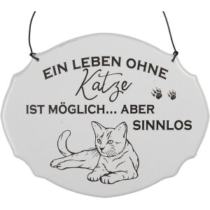 Clayre & Eef 6Y5685 Textschild Ein Leben ohne Katze...
