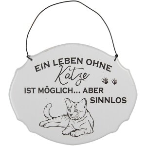 Clayre & Eef 6Y5685 Textschild Ein Leben ohne Katze...