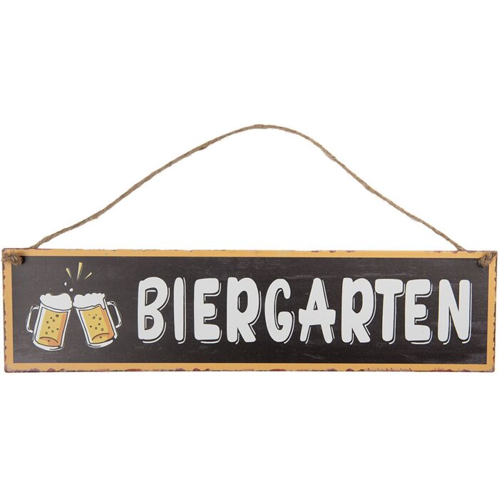 Clayre & Eef 6Y5693 Text Sign Beer Garden Brown White 40x1x10 cm Vintage Iron